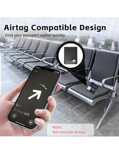 Billetera de Pasaporte RFID Oriver con Airtag - Negro