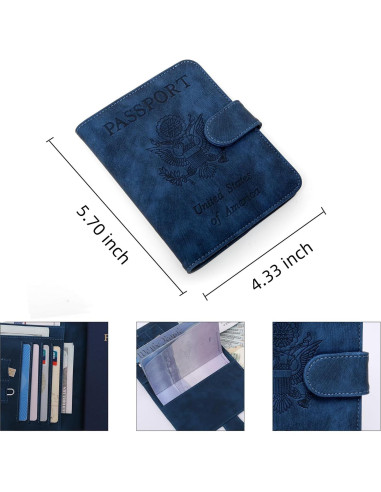 Portapasaporte Unisex Cesrg Azul Marino con Bloqueo RFID