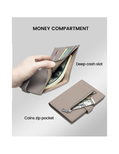 Cartera de Pasaporte RFID Karmiir de Cuero Gris Elefante
