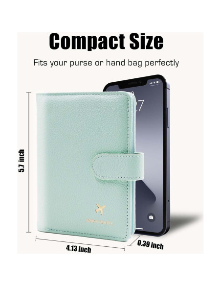 Porta Pasaporte Cnycmy con Bloqueo RFID y Bolsillos - Verde Aqua Porta Pasaporte Cnycmy con Bloqueo RFID y Bolsillos - Verde Aqua