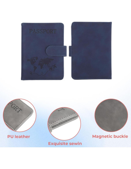 2 Fundas de Pasaporte Impermeables con Bloqueo RFID - Negro y Marrón 2 Fundas de Pasaporte Impermeables con Bloqueo RFID - Negro y Marrón