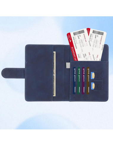 2 Fundas de Pasaporte Impermeables con Bloqueo RFID - Negro y Marrón