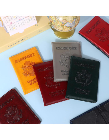 Combo 8 Fundas para Pasaporte de Cuero PU Beupy con Tarjeta de Vacuna