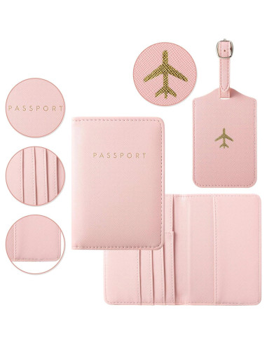 Set de Fundas de Pasaporte y Etiquetas Weewooday - Rosa y Negro