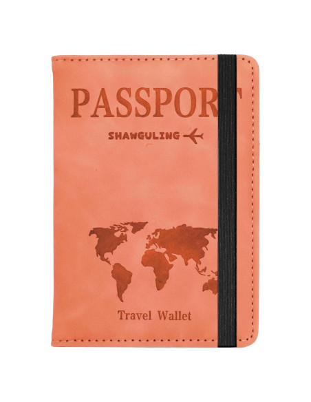 Portapasaportes Rosa con Bloqueo RFID de Cuero PU Unisex Portapasaportes Rosa con Bloqueo RFID de Cuero PU Unisex