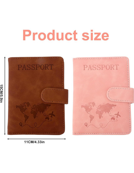 2 Fundas de Pasaporte Impermeables Lasuroa Rosa y Marrón 2 Fundas de Pasaporte Impermeables Lasuroa Rosa y Marrón