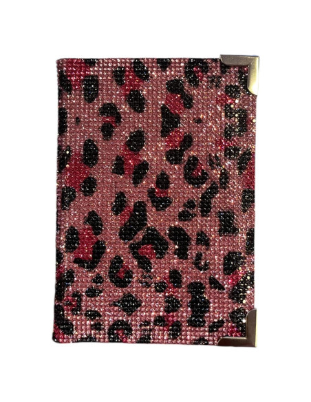 Cubierta de Pasaporte Bedazzled Leopardo Rosa con Borde Plateado Cubierta de Pasaporte Bedazzled Leopardo Rosa con Borde Plateado