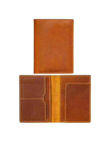 Funda de Pasaporte de Cuero HIFA Marrón Hecha a Mano 21x14cm
