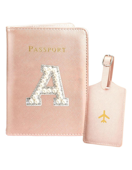 Conjunto Porta Pasaporte y Etiqueta de Equipaje Cuero Rosa Conjunto Porta Pasaporte y Etiqueta de Equipaje Cuero Rosa