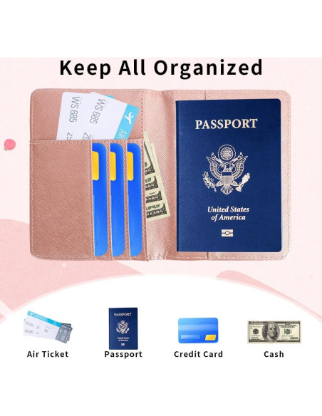 Conjunto Porta Pasaporte y Etiqueta de Equipaje Cuero Rosa Conjunto Porta Pasaporte y Etiqueta de Equipaje Cuero Rosa