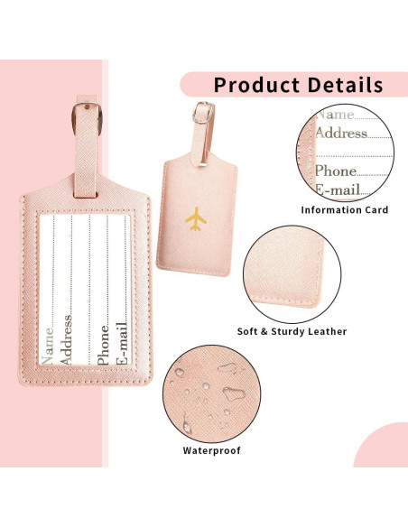 Conjunto Porta Pasaporte y Etiqueta de Equipaje Cuero Rosa Conjunto Porta Pasaporte y Etiqueta de Equipaje Cuero Rosa