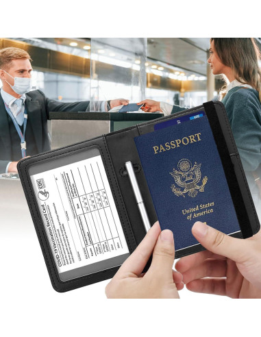 Carcasa para Pasaporte y Tarjeta de Vacuna Qindaiwen RFID
