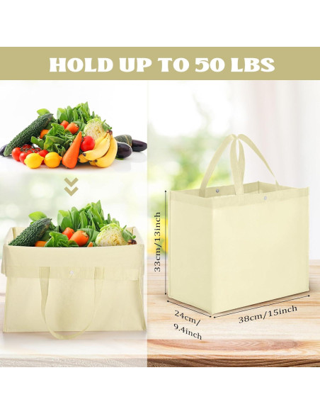 Bolsas de Compras Reutilizables Zhehao 60 Pcs Beige 38x24x33cm Bolsas de Compras Reutilizables Zhehao 60 Pcs Beige 38x24x33cm