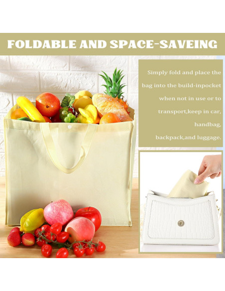 Bolsas de Compras Reutilizables Zhehao 60 Pcs Beige 38x24x33cm Bolsas de Compras Reutilizables Zhehao 60 Pcs Beige 38x24x33cm