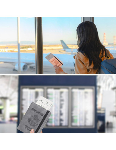 Billetera de Pasaporte EOREA Gris con Bloqueo RFID - Organizador Unisex