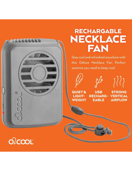 Ventilador Personal O2COOL Recargable 3 Velocidades Gris Ventilador Personal O2COOL Recargable 3 Velocidades Gris