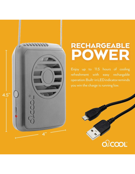 Ventilador Personal O2COOL Recargable 3 Velocidades Gris Ventilador Personal O2COOL Recargable 3 Velocidades Gris
