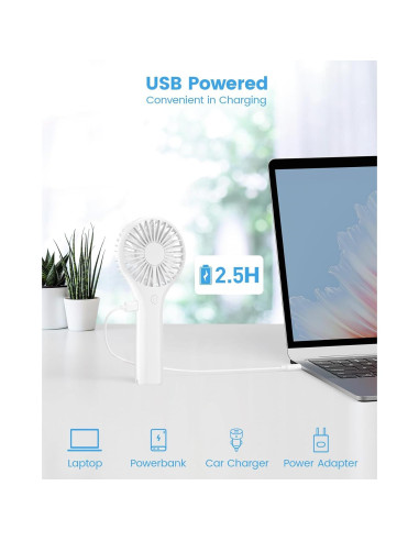 Ventilador de Mano Edvision Blanco Portátil 3 Velocidades
