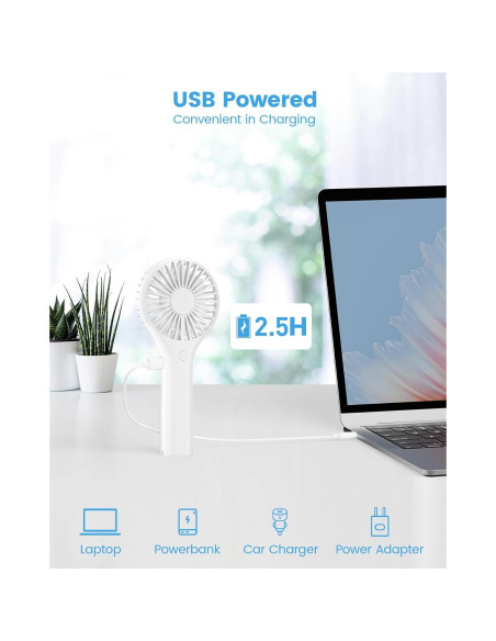 Ventilador de Mano Edvision Blanco Portátil 3 Velocidades Ventilador de Mano Edvision Blanco Portátil 3 Velocidades