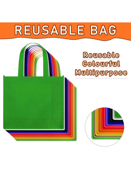 Paquete de 24 bolsas reutilizables Boao 40x30 cm colores surtidos Paquete de 24 bolsas reutilizables Boao 40x30 cm colores surtidos