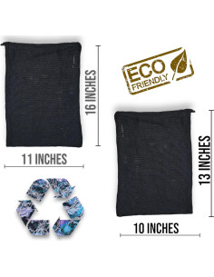 Bolsas de Malla Reutilizables Chilakala - 4 Piezas (2 Grandes, 2 Pequeñas) - Negro 2