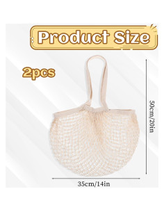 2 Bolsas de Compras de Malla Beige YQQYG 50x35 cm Reutilizables 2
