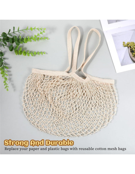 2 Bolsas de Compras de Malla Beige YQQYG 50x35 cm Reutilizables 2 Bolsas de Compras de Malla Beige YQQYG 50x35 cm Reutilizables