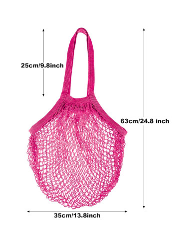 Paquete de 3 Bolsas de Malla de Algodón Rosa Fucsia 35.1x63cm