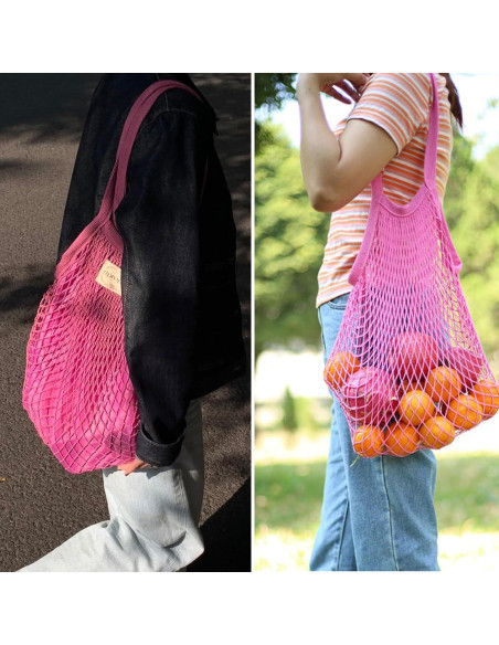 Paquete de 3 Bolsas de Malla de Algodón Rosa Fucsia 35.1x63cm Paquete de 3 Bolsas de Malla de Algodón Rosa Fucsia 35.1x63cm