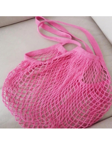 Paquete de 3 Bolsas de Malla de Algodón Rosa Fucsia 35.1x63cm