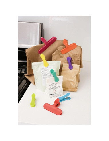 Set de 8 Pinzas de Bolsa Arcoíris Kikkerland - Multicolor