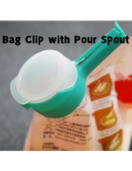 Clips de Bolsa Selladores Reutilizables QIQIG con Pico Vertedor - 2 Pcs Clips de Bolsa Selladores Reutilizables QIQIG con Pico Vertedor - 2 Pcs