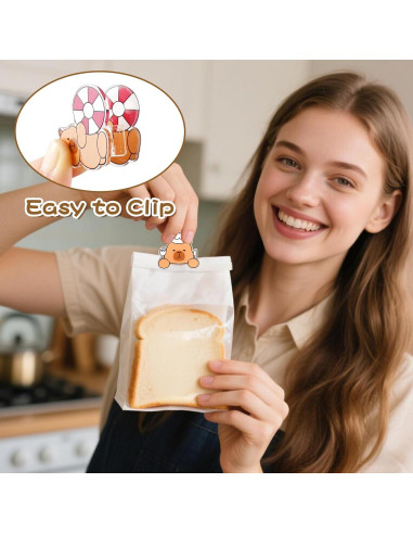 7 Clips para Bolsas Dotbengc Capybara Kawaii - Sellado Hermético