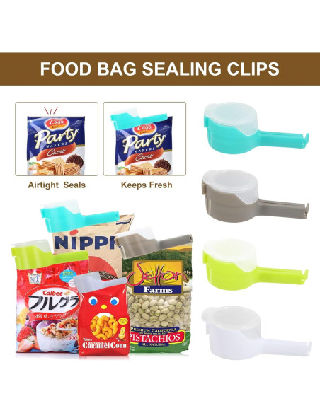 Clips de sellado de alimentos Moylie con boquillas - Paquete de 6 Clips de sellado de alimentos Moylie con boquillas - Paquete de 6