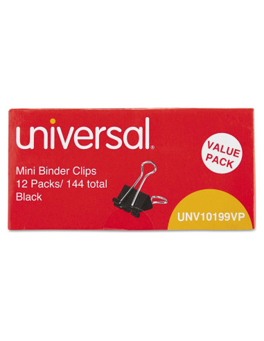 Clip de carpeta Universal UNV10199VP Mini Negro Plata 144 unidades