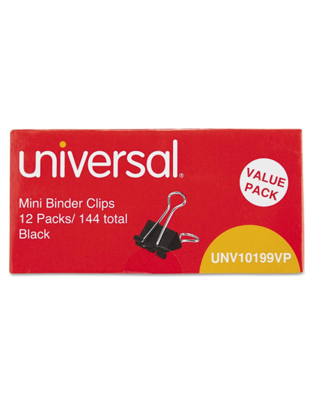 Clip de carpeta Universal UNV10199VP Mini Negro Plata 144 unidades Clip de carpeta Universal UNV10199VP Mini Negro Plata 144 unidades