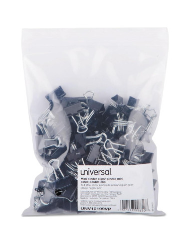 Clip de carpeta Universal UNV10199VP Mini Negro Plata 144 unidades