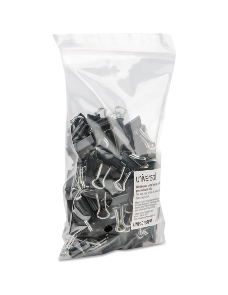 Clip de carpeta Universal UNV10199VP Mini Negro Plata 144 unidades Clip de carpeta Universal UNV10199VP Mini Negro Plata 144 unidades