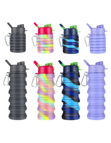 Botellas de Agua Plegables MAQUITA 4 Pcs 500 ml Silicona
