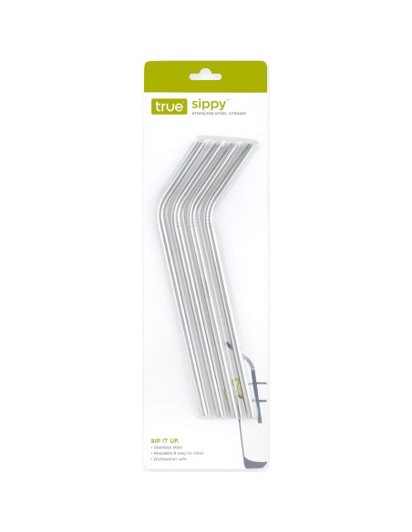 Popotes de Acero Inoxidable True Sippy Set de 4, 20.32 cm Popotes de Acero Inoxidable True Sippy Set de 4, 20.32 cm