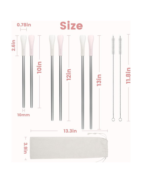 Popotes Antienvejecimiento Reutilizables OUTXE 6 Pcs Acero Inoxidable Popotes Antienvejecimiento Reutilizables OUTXE 6 Pcs Acero Inoxidable