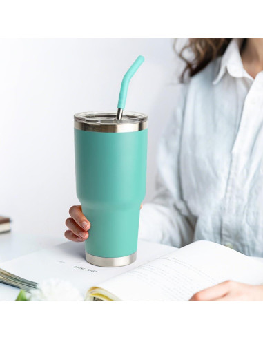 Popote de Acero Inoxidable Diumepo 30 oz con Punta de Silicona