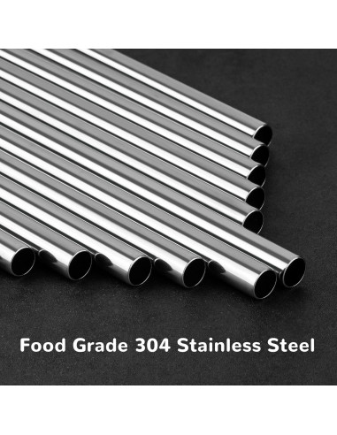 Juego de 6 Pajitas de Silicona y Acero Inoxidable Tomorotec 30.48 cm