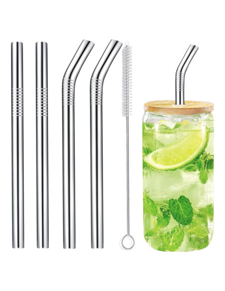 Pajitas de Acero Inoxidable Vannise Set de 4 Jumbo 1.02 cm Pajitas de Acero Inoxidable Vannise Set de 4 Jumbo 1.02 cm