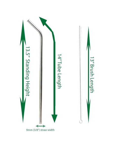 4 Popotes Jumbo Acero Inoxidable CocoStraw 35.56 cm + Puntas 4 Popotes Jumbo Acero Inoxidable CocoStraw 35.56 cm + Puntas