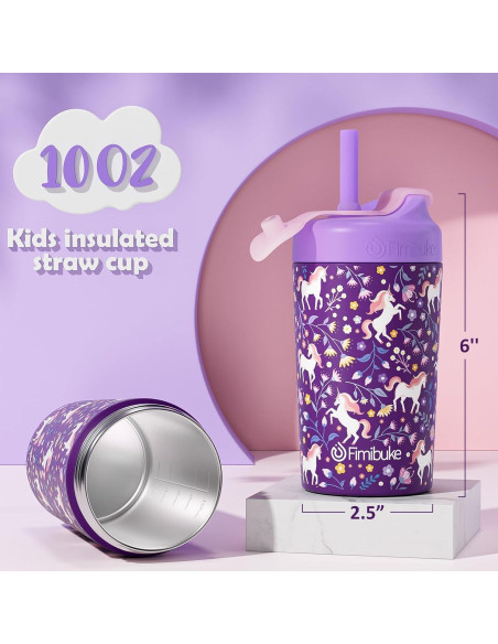 Taza Aislada para Niños Fimibuke 295 ml con Popote a Prueba de Derrames Taza Aislada para Niños Fimibuke 295 ml con Popote a Prueba de Derrames