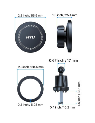 Soporte Magnético para Auto HTU MagSafe Negro 2025