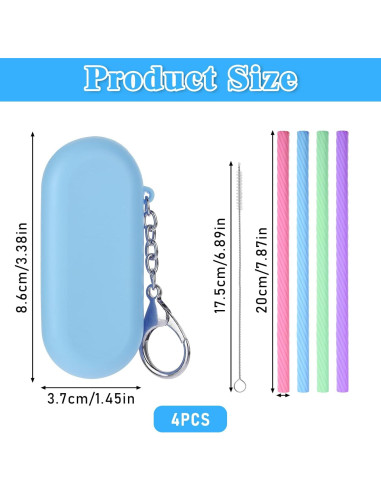 4 Pajitas de Silicona Reutilizables InnoHHustle con Estuche