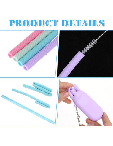 4 Pajitas de Silicona Reutilizables InnoHHustle con Estuche