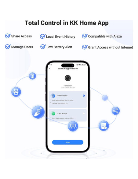 Cerradura Inteligente Veise Plata con App y Teclado Digital Cerradura Inteligente Veise Plata con App y Teclado Digital